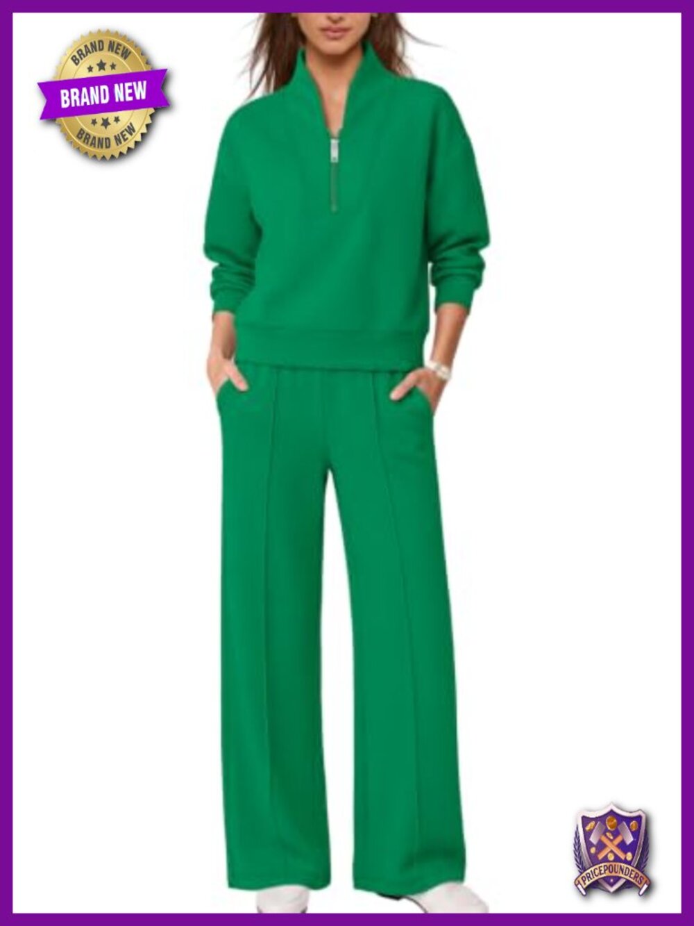 SENSERISE Womens 2 Piece Lounge Set Half Zip Sweatshirt Wide Leg Pants